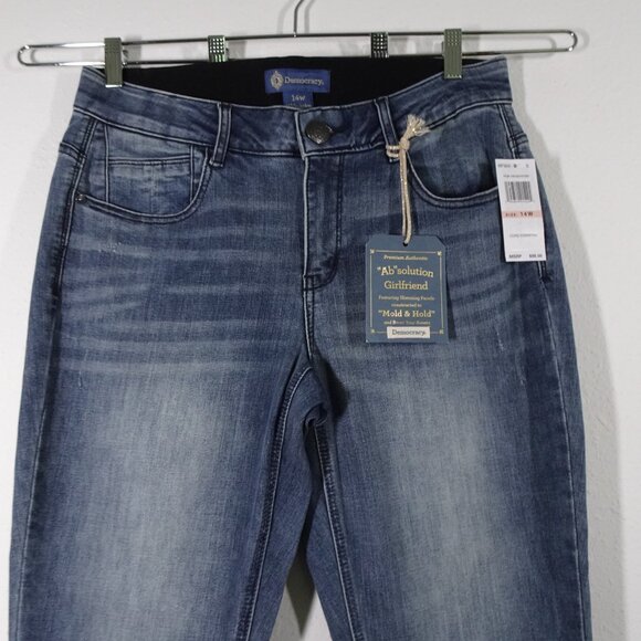 Democracy Girlfriend Jeans Women's Plus Size 14W Blue Denim Stretch "Ab" - Picture 2 of 11